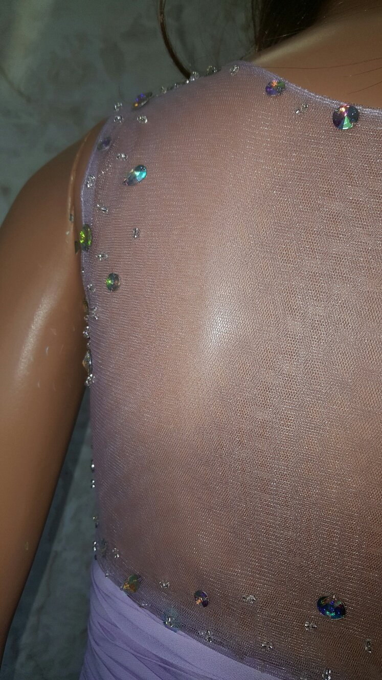 orchid color dresses with illusion back